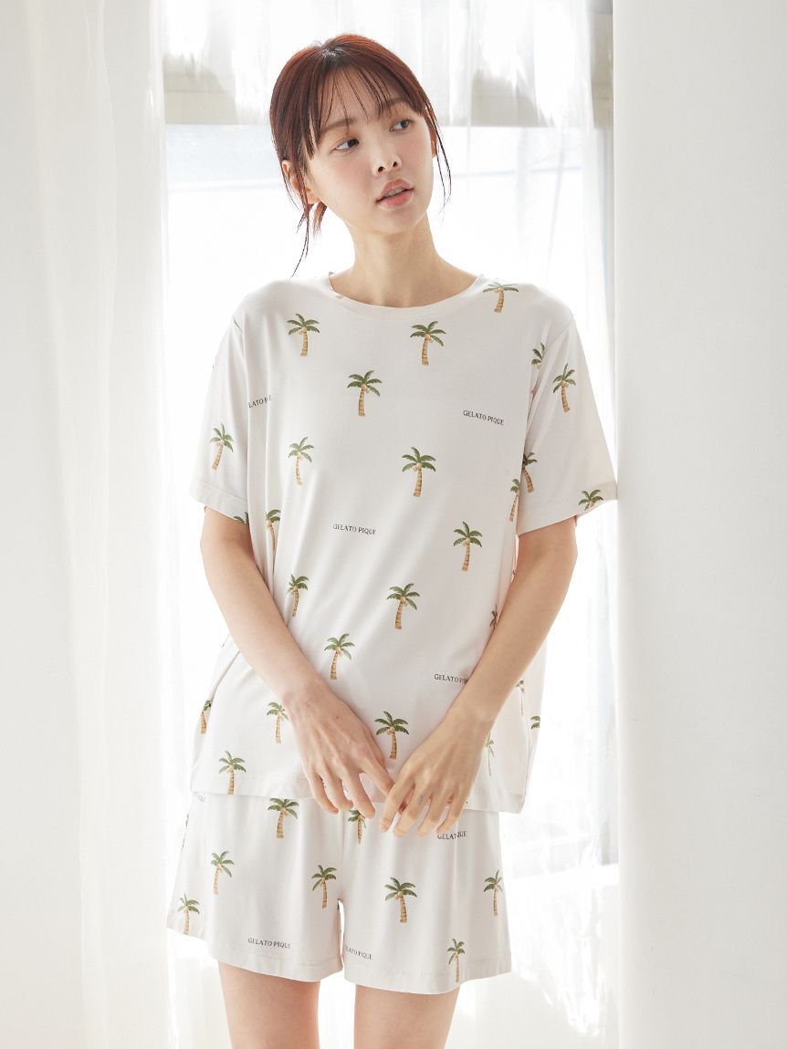 gelato pique「【接触冷感】サマーモチーフ4柄Tシャツ&ショートパンツセット」|ルームウェア|BEG