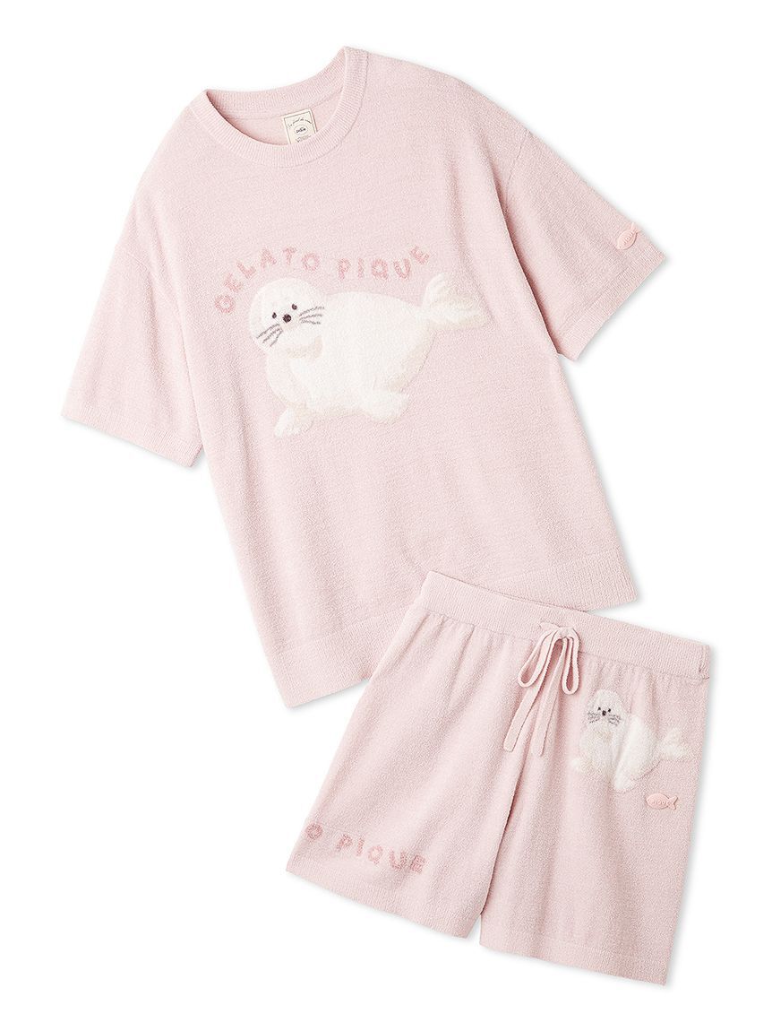 gelato pique「【ONLINE限定】【接触冷感】スムーズィーliteシーアニマルジャガードプルオーバー&ショートパンツセット」|ルームウェア|