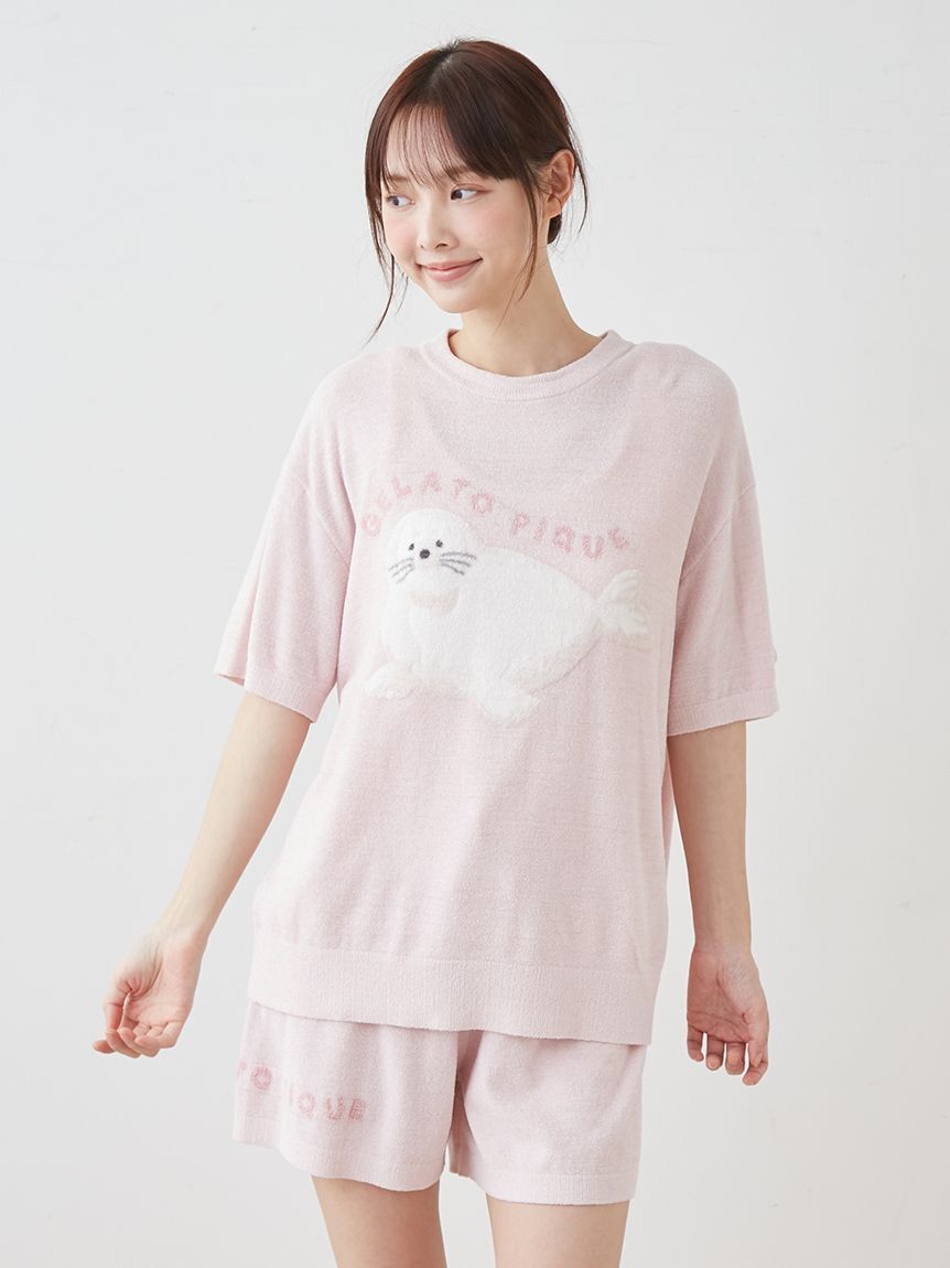 gelato pique「【ONLINE限定】【接触冷感】スムーズィーliteシーアニマルジャガードプルオーバー&ショートパンツセット」|ルームウェア|