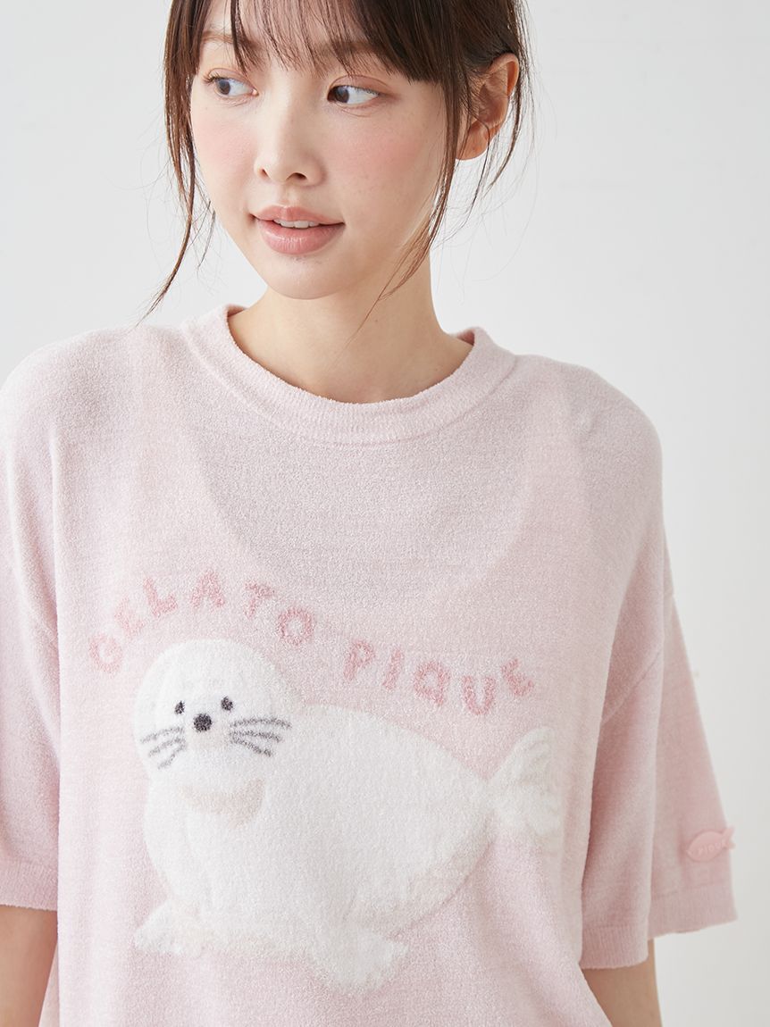 gelato pique「【ONLINE限定】【接触冷感】スムーズィーliteシーアニマルジャガードプルオーバー&ショートパンツセット」|ルームウェア|