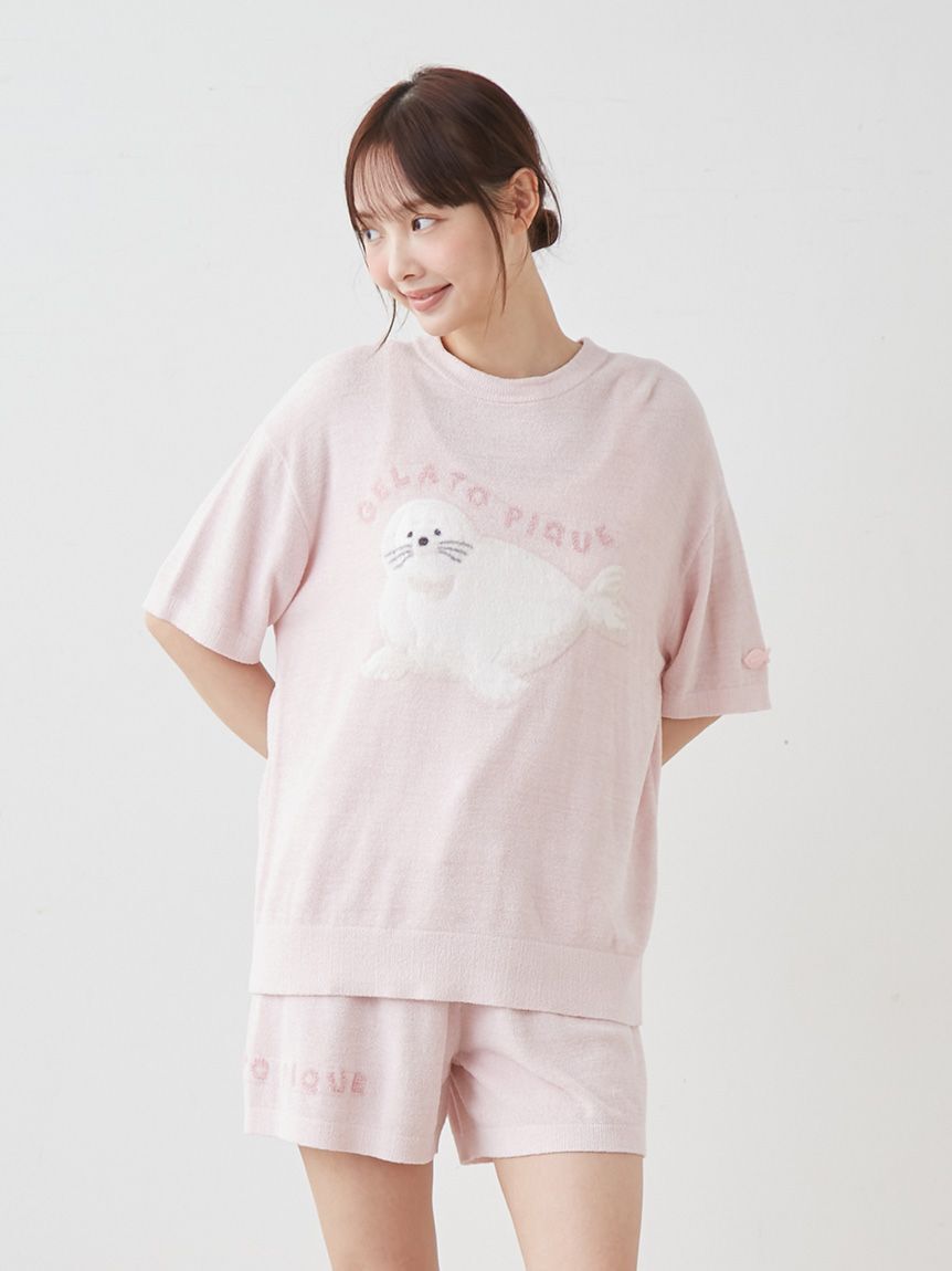 gelato pique「【ONLINE限定】【接触冷感】スムーズィーliteシーアニマルジャガードプルオーバー&ショートパンツセット」|ルームウェア|