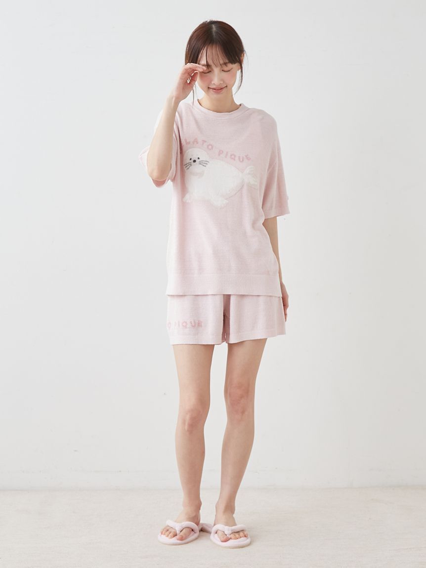 gelato pique「【ONLINE限定】【接触冷感】スムーズィーliteシーアニマルジャガードプルオーバー&ショートパンツセット」|ルームウェア|