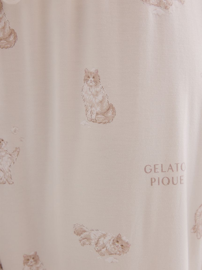 gelato pique「【抗菌防臭】バスタイムCAT柄ロングパンツ」|ルームウェア|