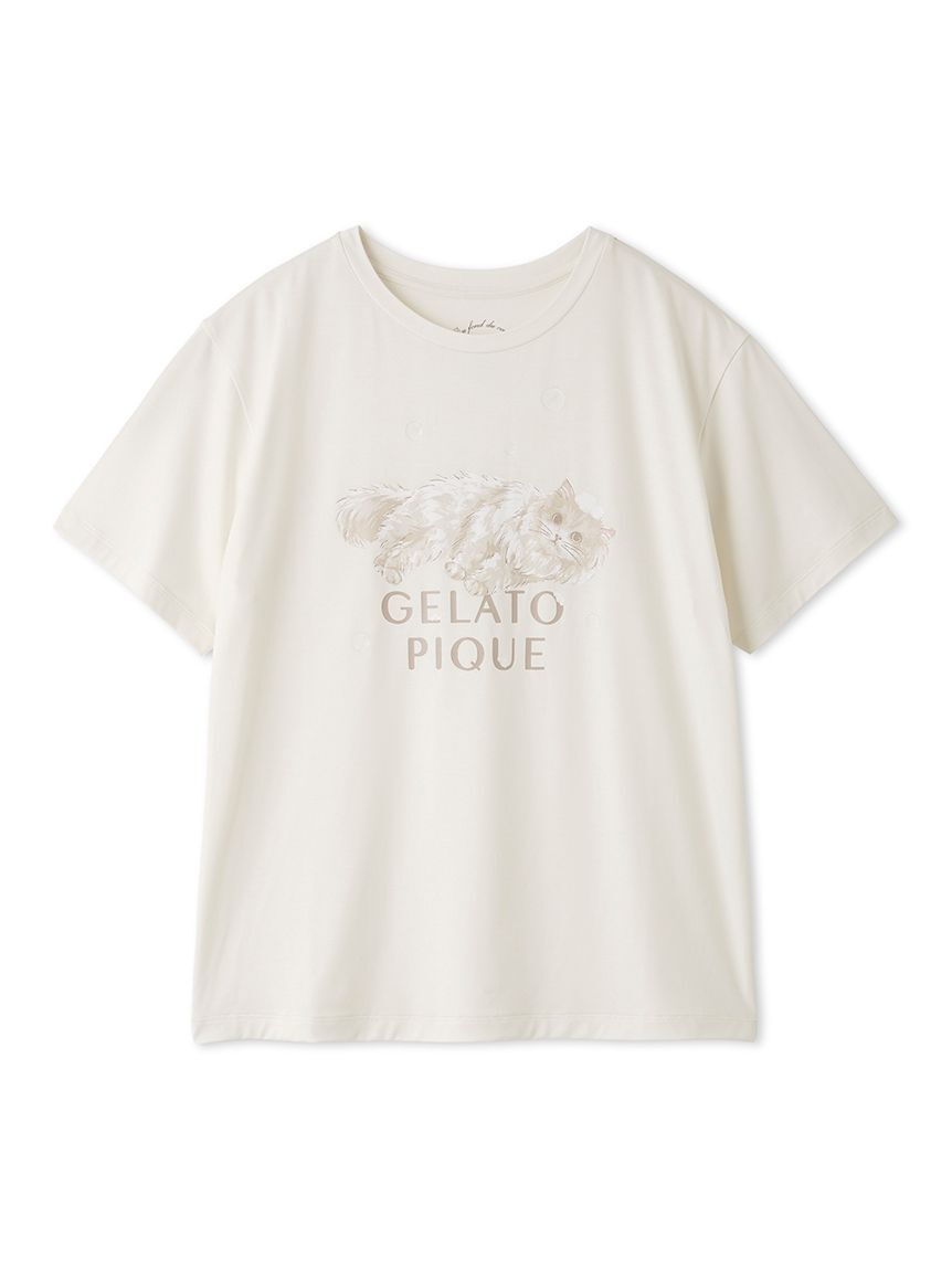 gelato pique「【抗菌防臭】バスタイムCATワンポイントTシャツ」|ルームウェア|