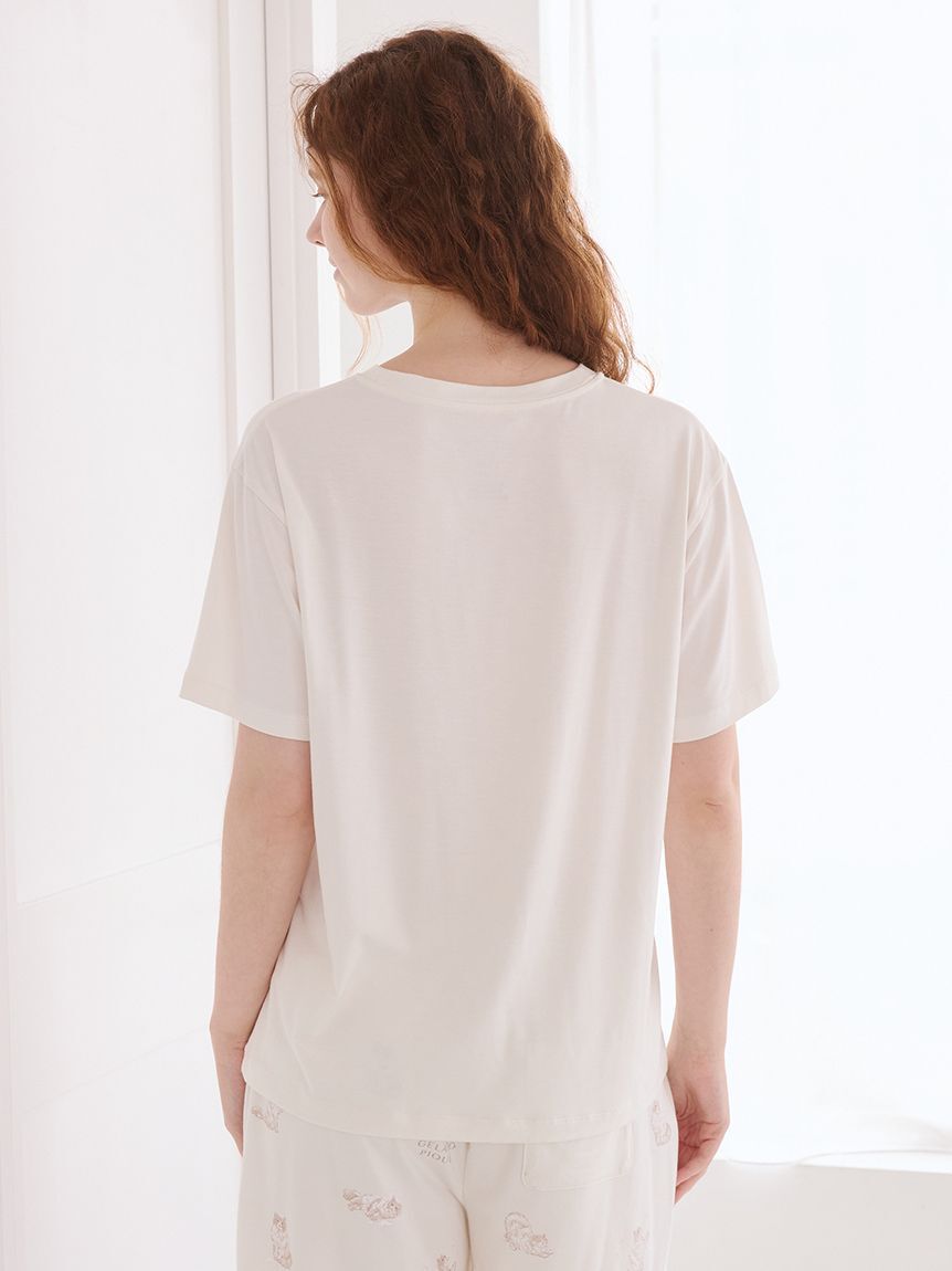 gelato pique「【抗菌防臭】バスタイムCATワンポイントTシャツ」|ルームウェア|