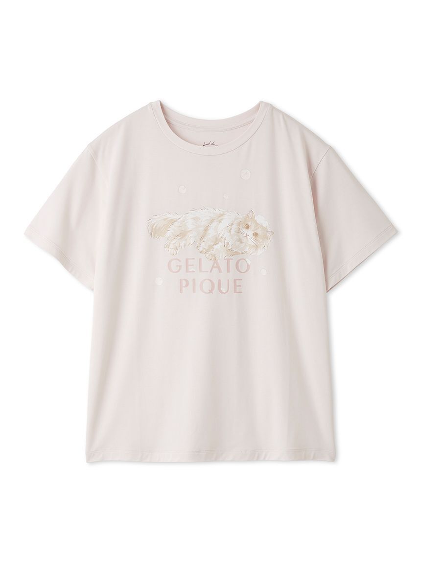 gelato pique「【抗菌防臭】バスタイムCATワンポイントTシャツ」|ルームウェア|PNK