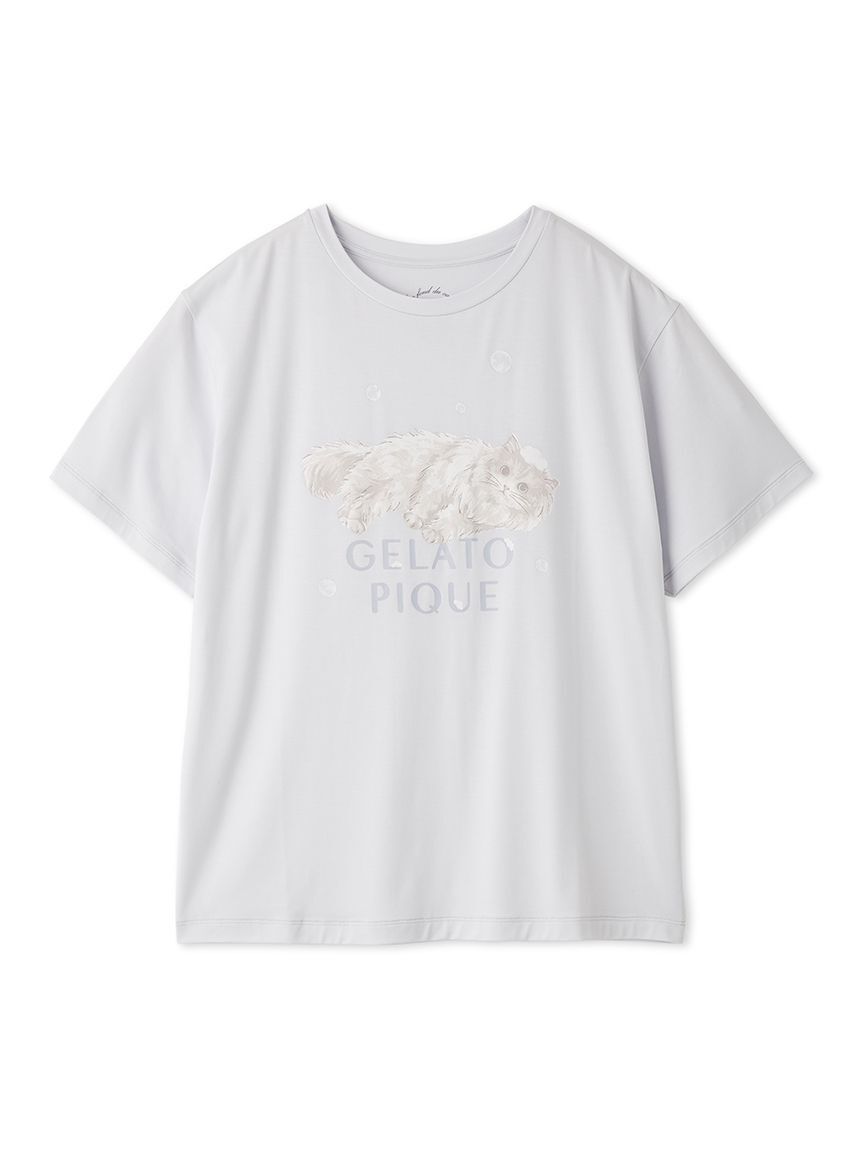 gelato pique「【抗菌防臭】バスタイムCATワンポイントTシャツ」|ルームウェア|BLU