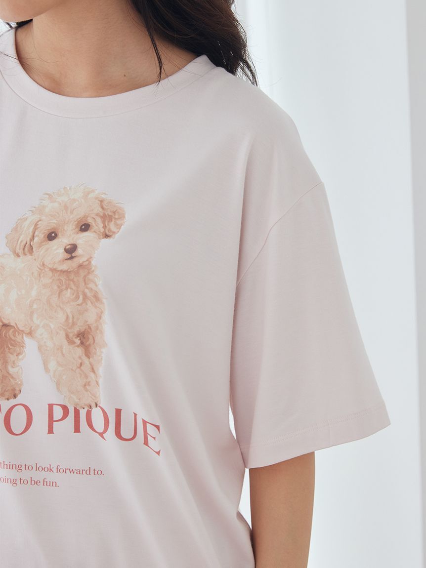 gelato pique「【ONLINE限定】【接触冷感】【UVカット】お散歩ドッグワンポイントTシャツ&ショートパンツセット」|ルームウェア|