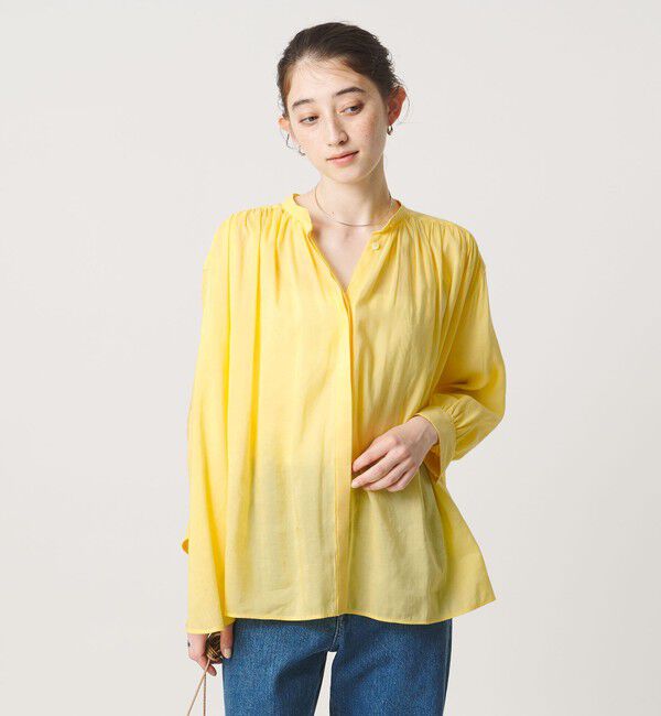 UNITED ARROWS「ラミー バンドカラー シャツ ‐ウォッシャブル‐」|シャツ・ブラウス|YELLOW