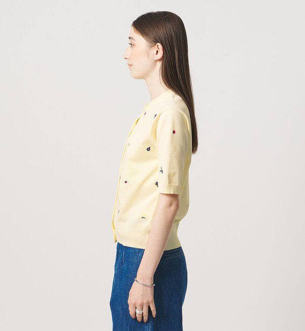 UNITED ARROWS「フラワー エンブロイダリー ショートスリーブ カーディガン ‐ウォッシャブル‐」|カーディガン|