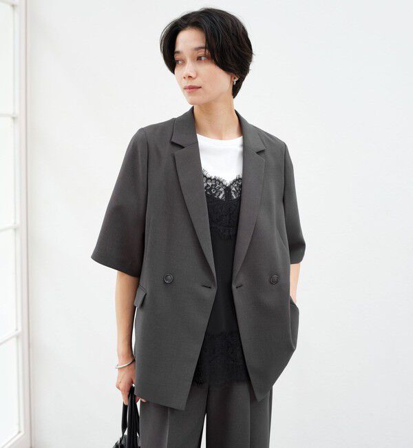 UNITED ARROWS green label relaxing「エアシカル ハーフスリーブ ジャケット  マシンウォッシャブル 接触冷感 通気性」|テーラードジャケット|