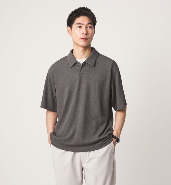 UNITED ARROWS green label relaxing「【WEB限定】JUST fit ピケ パイル 半袖 ポロシャツ -吸水速乾・UVカット-」|ポロシャツ|DK.GRAY