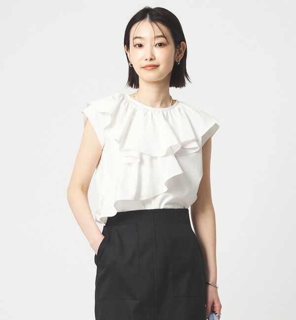 UNITED ARROWS green label relaxing「ランダム フリル ドッキング カットソー 接触冷感」|Tシャツ・カットソー|