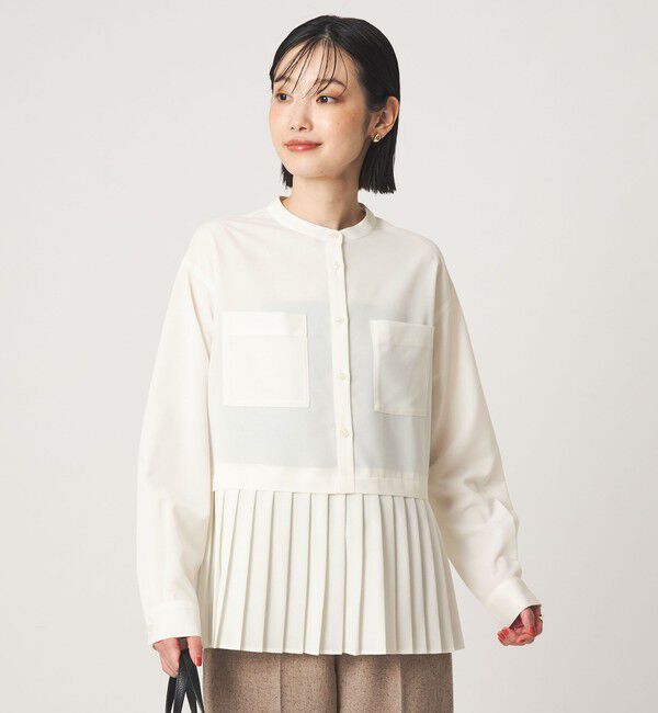 UNITED ARROWS green label relaxing「［size SHORTあり］スソ プリーツ シャツ マシンウォッシャブル 吸水速乾」|シャツ・ブラウス|OFF WHITE