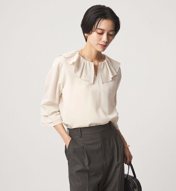 UNITED ARROWS green label relaxing「フリルカラー ブラウス マシンウォッシャブル 吸水速乾」|シャツ・ブラウス|