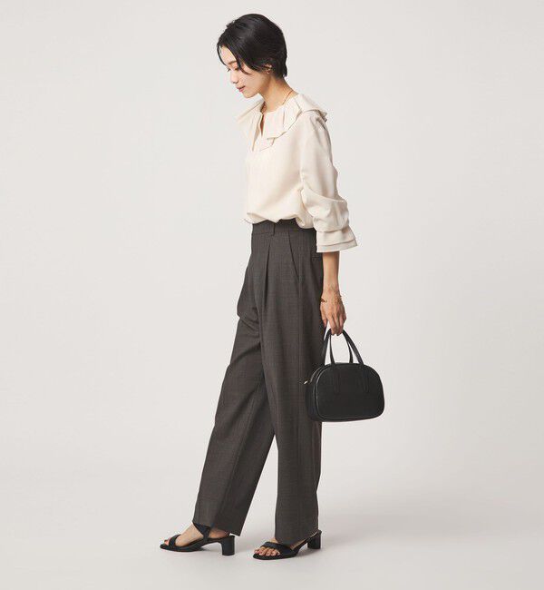 UNITED ARROWS green label relaxing「フリルカラー ブラウス マシンウォッシャブル 吸水速乾」|シャツ・ブラウス|