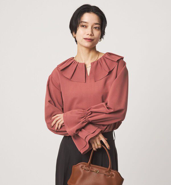 UNITED ARROWS green label relaxing「フリルカラー ブラウス マシンウォッシャブル 吸水速乾」|シャツ・ブラウス|