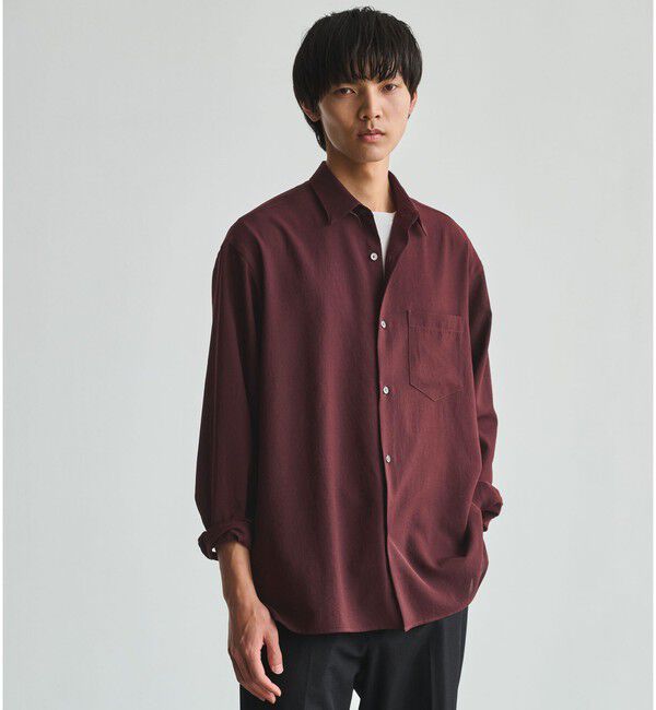 UNITED ARROWS green label relaxing「ワッシャー ポプリン ボックス レギュラー カラー 長袖 シャツ」|シャツ・ブラウス|WINE