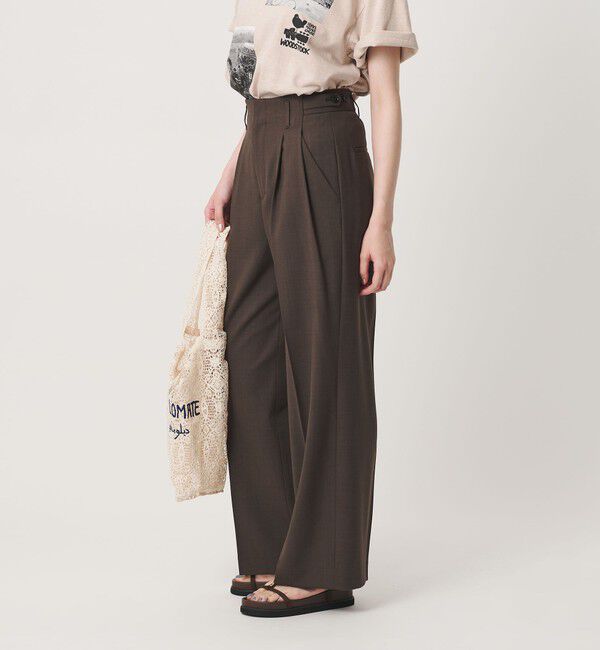 BEAUTY&YOUTH UNITED ARROWS「ポリエステルブレンド ２タック タブワイドパンツ ウォッシャブル 防シワ」|その他|DK.BROWN
