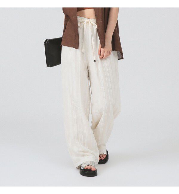 Ray BEAMS 「ジャガード ストライプ イージー パンツ」|チノ|OFF WHITE