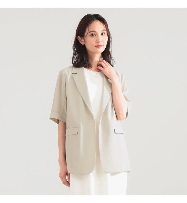 Demi-Luxe BEAMS 「シアー ハーフスリーブ ジャケット」|ダッフルコート|BEIGE