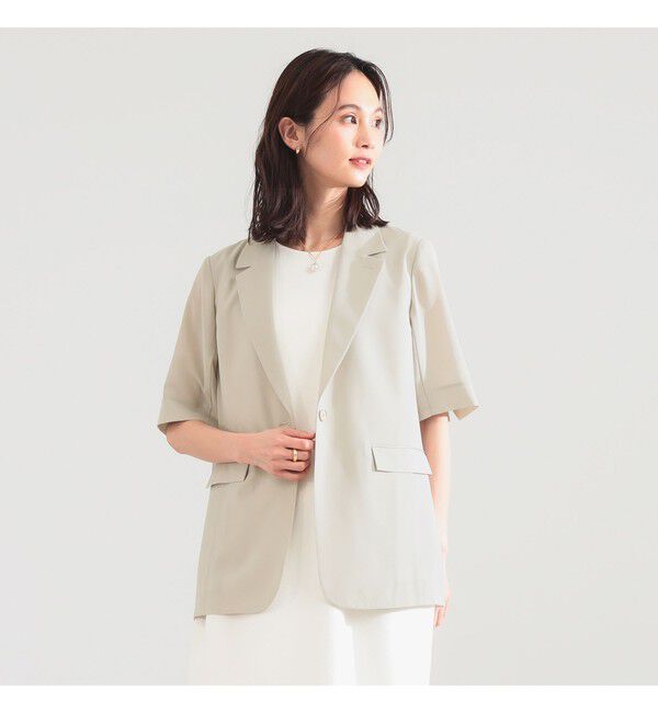 Demi-Luxe BEAMS 「シアー ハーフスリーブ ジャケット」|ダッフルコート|