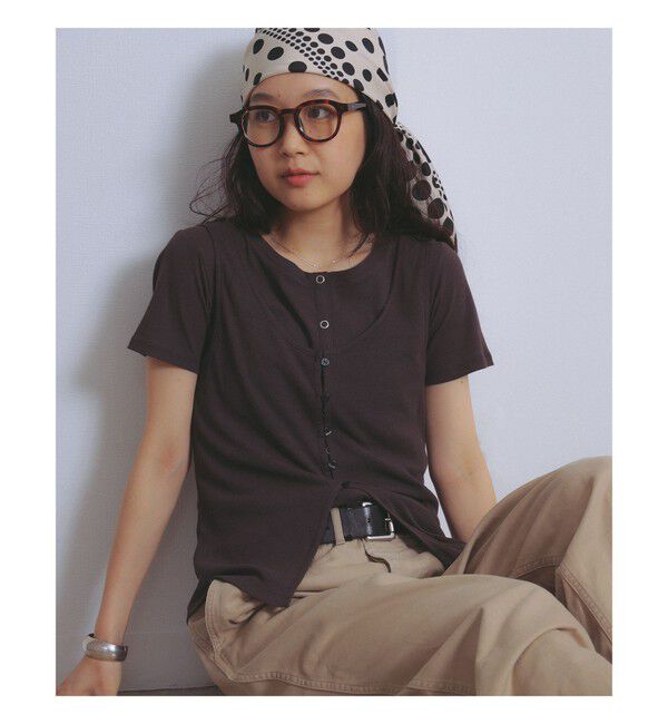 Ray BEAMS 「タンクトップ レイヤード リブ カーディガン」|カーディガン|BROWN