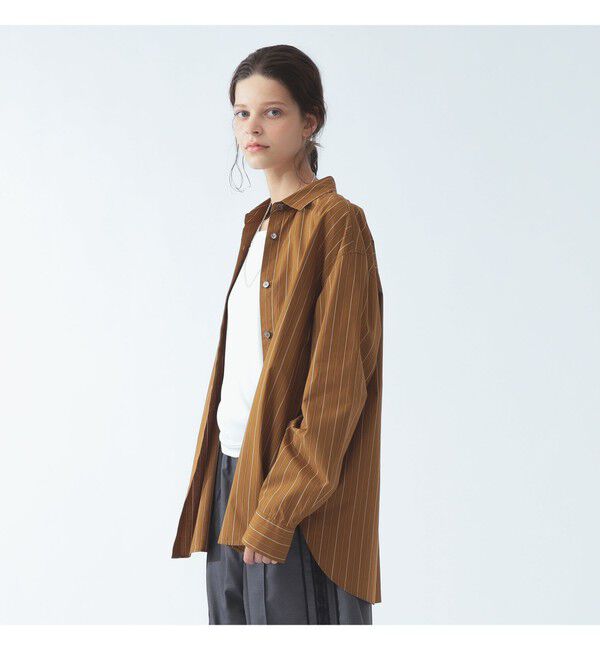 Ray BEAMS 「ストライプ レギュラーカラー ビッグ シャツ」|シャツ・ブラウス|BROWN