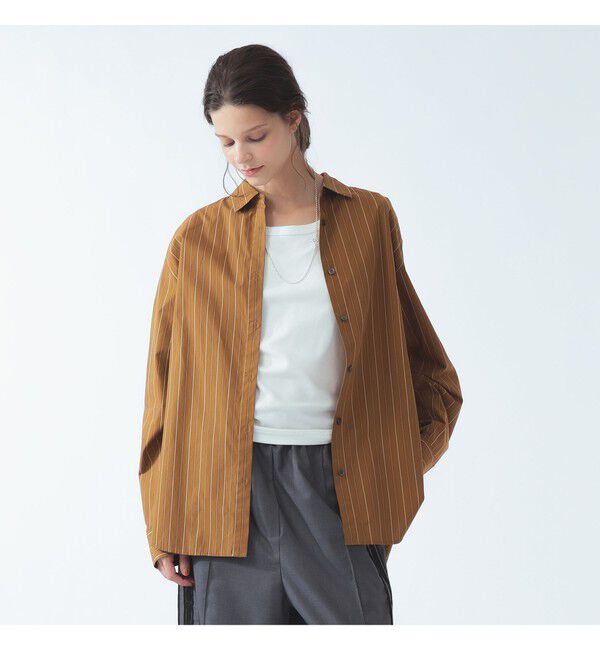 Ray BEAMS 「ストライプ レギュラーカラー ビッグ シャツ」|シャツ・ブラウス|