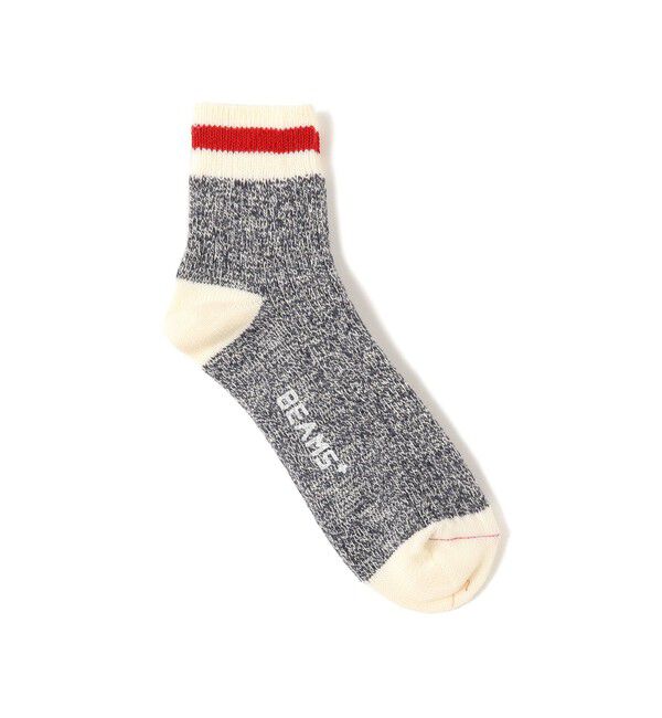 BEAMS PLUS「BEAMS PLUS / Rag Socks1/4」|ソックス|NAVY(LINE:RED)