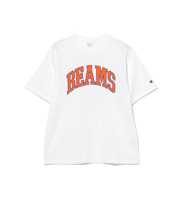 BEAMS「BEAMS｜【別注】Champion / BEAMS Logo T-shirt｜ Tシャツ｜サステナブル アメリカ綿100%」|Tシャツ・カットソー|
