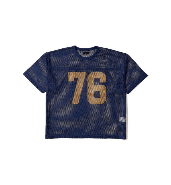 BEAMS「メッシュ プリント Tシャツ【ワイドショートフィット】」|Tシャツ・カットソー|