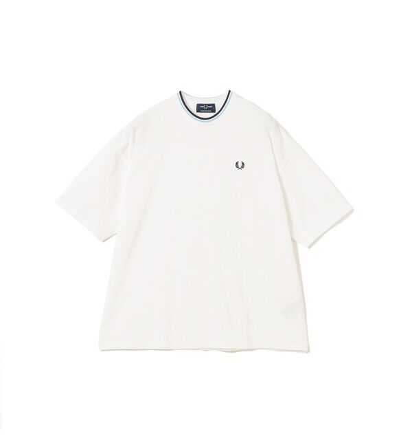 BEAMS「BEAMS｜【別注】FRED PERRY / Oversized Tipped Pique T-shirt｜Tシャツ｜半袖 鹿の子素材」|Tシャツ・カットソー|