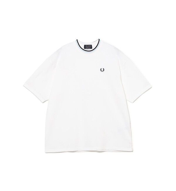 BEAMS「BEAMS｜【別注】FRED PERRY / Oversized Tipped Pique T-shirt｜Tシャツ｜半袖 鹿の子素材」|Tシャツ・カットソー|