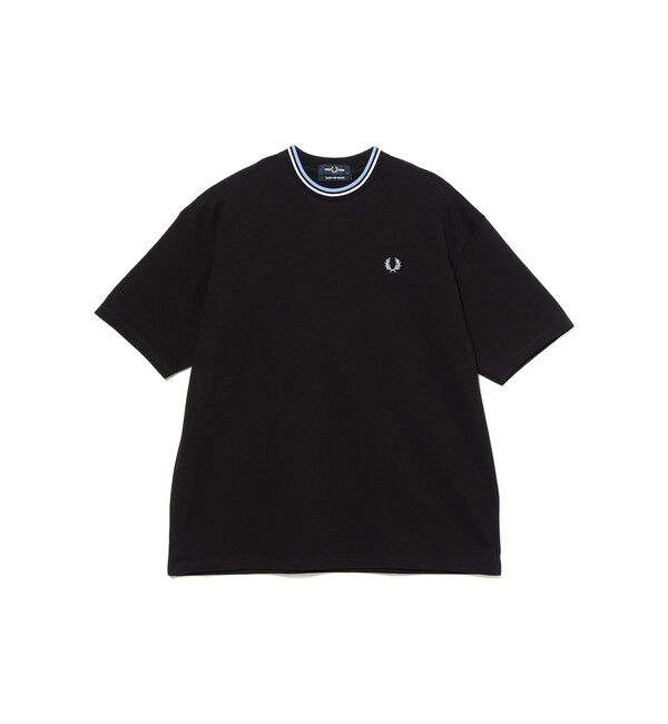 BEAMS「BEAMS｜【別注】FRED PERRY / Oversized Tipped Pique T-shirt｜Tシャツ｜半袖 鹿の子素材」|Tシャツ・カットソー|