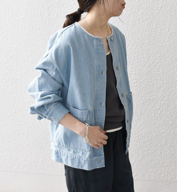 SHIPS any「《一部予約》SHIPS any: ノーカラー デニム ブルゾン［SHIPS any DENIM］」|デニムジャケット|