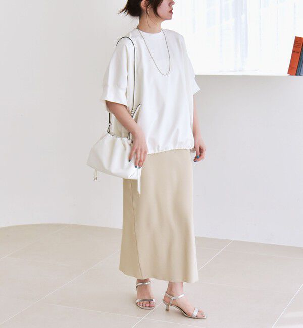 quaranciel「《一部追加予約》quaranciel:〈洗濯機可能〉ライト ポンチ ハーフスリーブ ドロスト ルーズ TEE」|Tシャツ・カットソー|