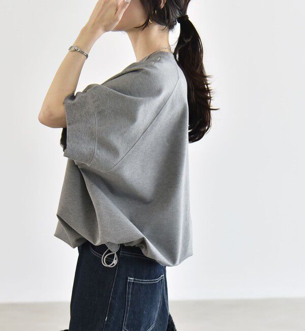 quaranciel「《一部追加予約》quaranciel:〈洗濯機可能〉ライト ポンチ ハーフスリーブ ドロスト ルーズ TEE」|Tシャツ・カットソー|