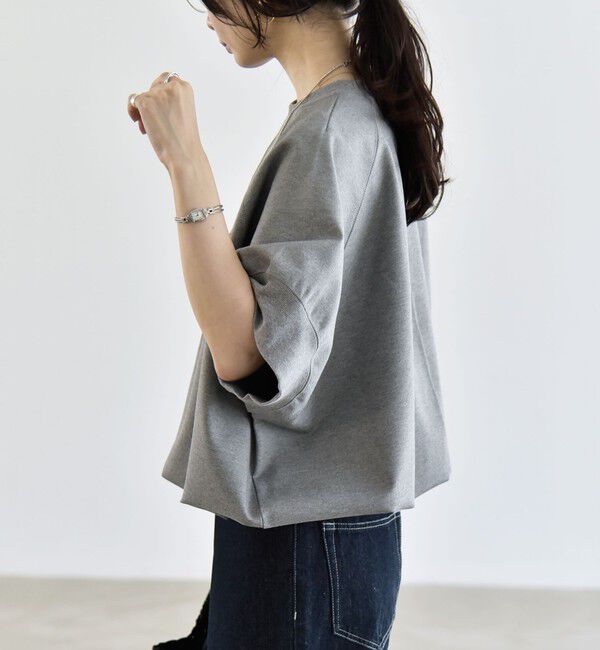 quaranciel「《一部追加予約》quaranciel:〈洗濯機可能〉ライト ポンチ ハーフスリーブ ドロスト ルーズ TEE」|Tシャツ・カットソー|