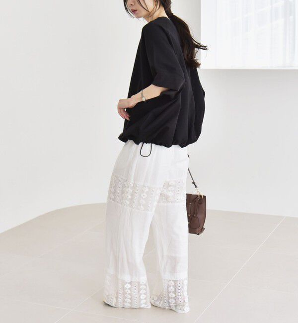 quaranciel「《一部追加予約》quaranciel:〈洗濯機可能〉ライト ポンチ ハーフスリーブ ドロスト ルーズ TEE」|Tシャツ・カットソー|