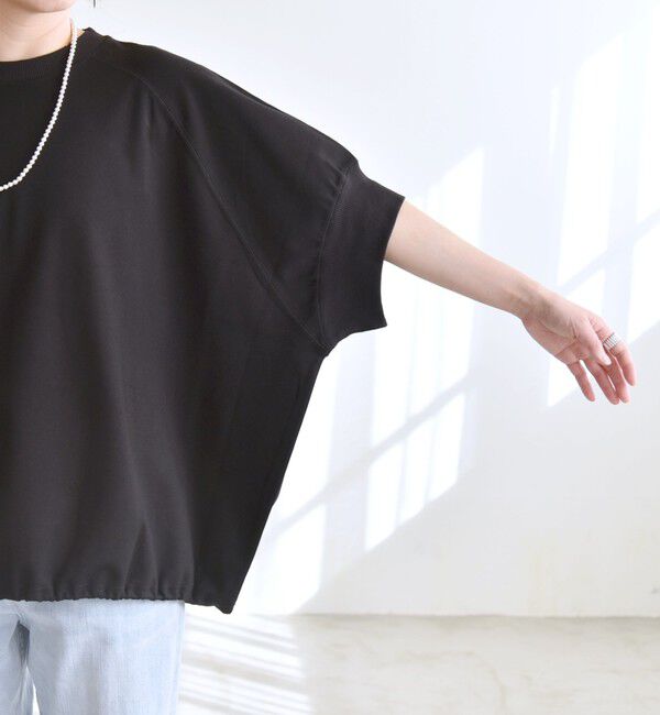 quaranciel「《一部追加予約》quaranciel:〈洗濯機可能〉ライト ポンチ ハーフスリーブ ドロスト ルーズ TEE」|Tシャツ・カットソー|