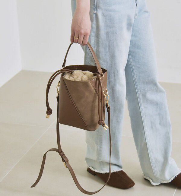 quaranciel「《一部追加予約》quaranciel: 2way コンビ バケツ ショルダーバッグ &times; フェイクファー 巾着」|ショルダー・メッセンジャー|