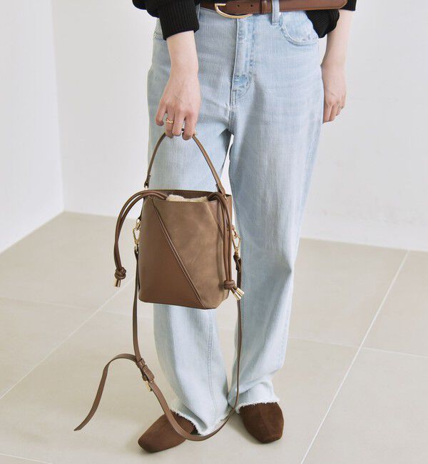 quaranciel「《一部追加予約》quaranciel: 2way コンビ バケツ ショルダーバッグ &times; フェイクファー 巾着」|ショルダー・メッセンジャー|