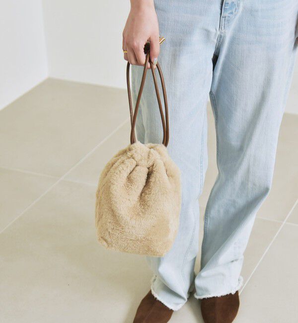 quaranciel「《一部追加予約》quaranciel: 2way コンビ バケツ ショルダーバッグ &times; フェイクファー 巾着」|ショルダー・メッセンジャー|