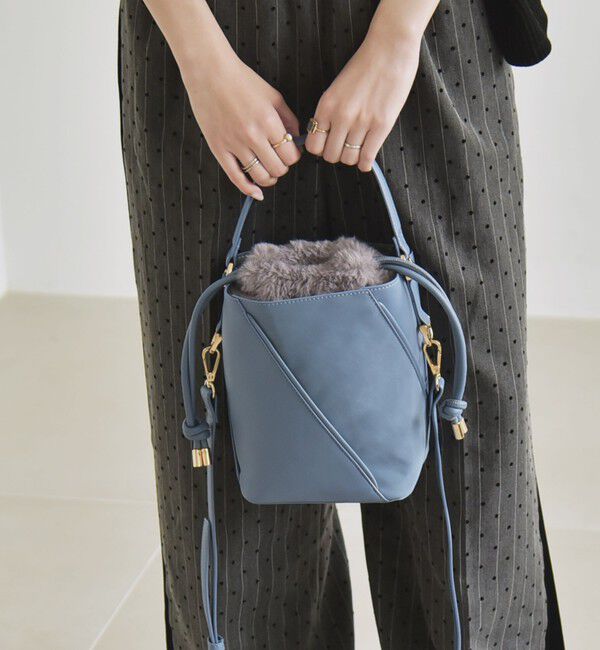 quaranciel「《一部追加予約》quaranciel: 2way コンビ バケツ ショルダーバッグ &times; フェイクファー 巾着」|ショルダー・メッセンジャー|
