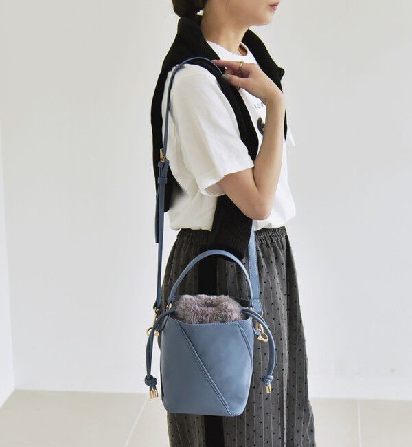 quaranciel「《一部追加予約》quaranciel: 2way コンビ バケツ ショルダーバッグ &times; フェイクファー 巾着」|ショルダー・メッセンジャー|