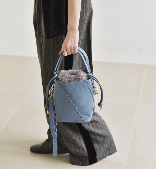quaranciel「《一部追加予約》quaranciel: 2way コンビ バケツ ショルダーバッグ &times; フェイクファー 巾着」|ショルダー・メッセンジャー|