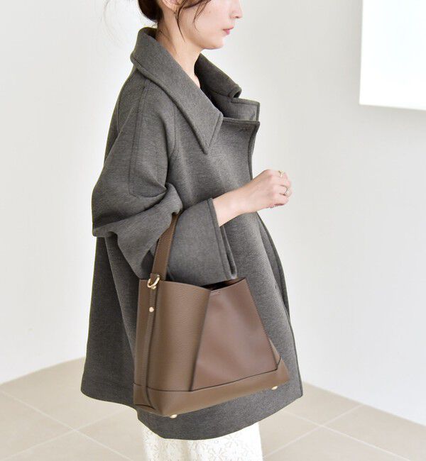 quaranciel「《一部追加予約》quaranciel:〈手洗い可能〉ダンボール ステンカラー ジャケット コート」|ステンカラーコート|