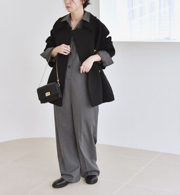 quaranciel「《一部追加予約》quaranciel:〈手洗い可能〉ダンボール ステンカラー ジャケット コート」|ステンカラーコート|