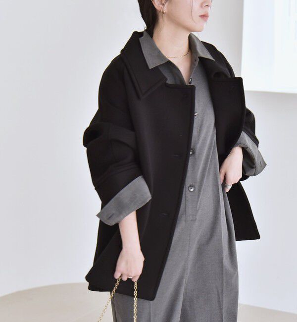 quaranciel「《一部追加予約》quaranciel:〈手洗い可能〉ダンボール ステンカラー ジャケット コート」|ステンカラーコート|
